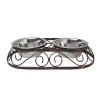 ALL4PETS WROUGHT IRON BOWL STAND RUSTIC OVAL DINNER WITH STAINLESS STEEL 2 BOWLS FOR DOGS & CATS(COLOR MAY VARY)