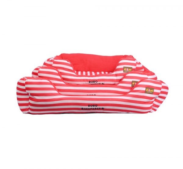 All4pets Sofa Style Pet Bed Red White Strip For Dogs & Cats