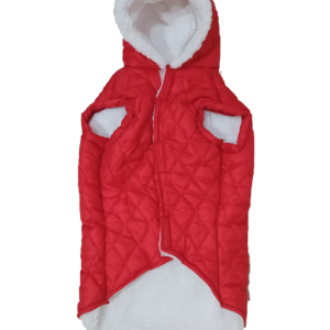 ALL4PETS FLUFFY DOG JACKET WITH HUD (NEW ARRIVAL) - RED